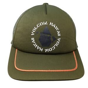 Volcom Hawaii Snapback Trucker Hat Green One Size Adjustable Embroidered Genuine